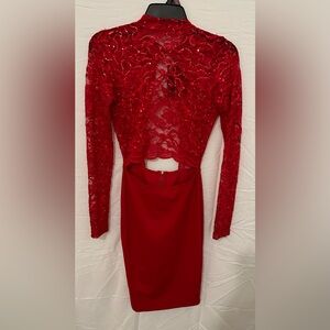 Fashion Nova Red Lace Mini Dress